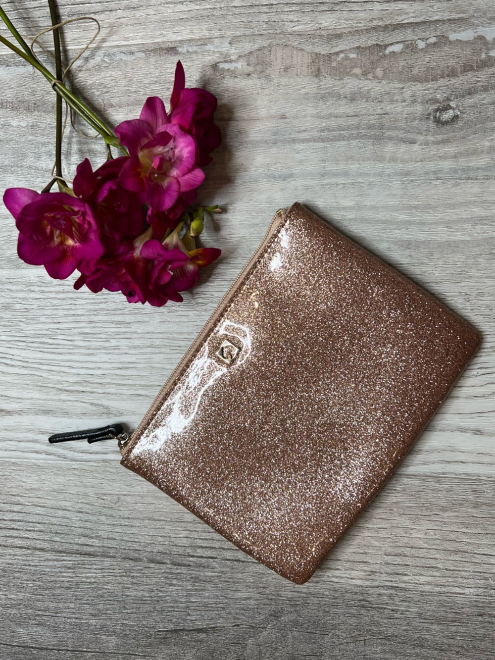 Kate Spade Pink Glitter Portfolio Wallet New York Luxury Preppy